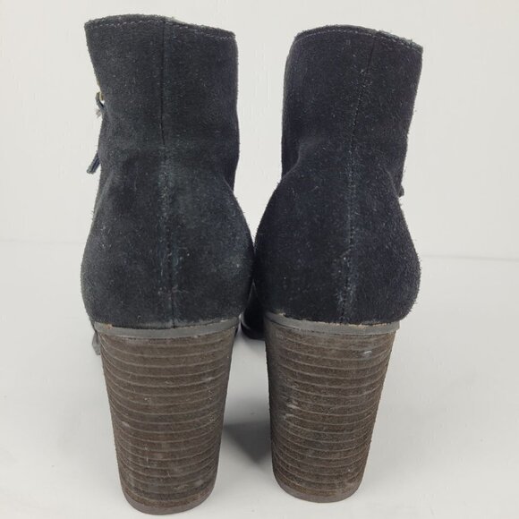 Urban Outfitters Ecote Joey Black Suede Side Zip Stack Heeled Ankle Boot 8 - Picture 6 of 13
